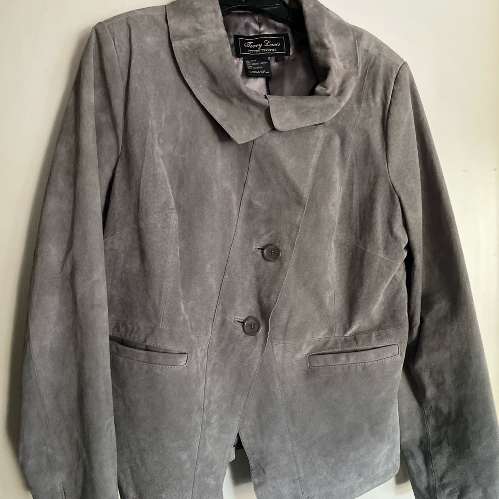 Wash and Dry 100% suede gray/blue jacket